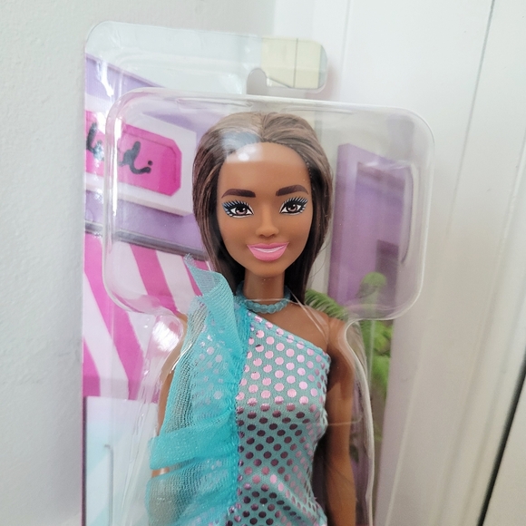 blue dress holiday barbie Barbie x Unique Vintage Blue & White Suburban Shopper Sundress